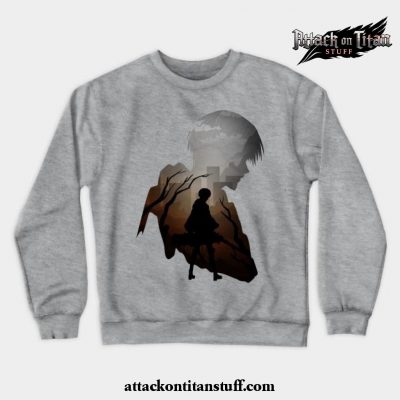 levi aot art crewneck sweatshirt gray s 555 - Attack On Titan Merch