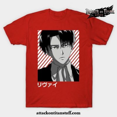 levi cool face t shirt red s 964 - Attack On Titan Merch