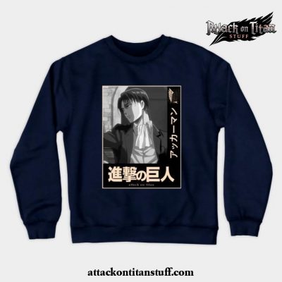 levi crewneck sweatshirt navy blue s 261 - Attack On Titan Merch