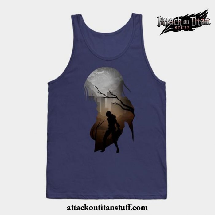 mikasa aot tank top navy blue s 516 - Attack On Titan Merch