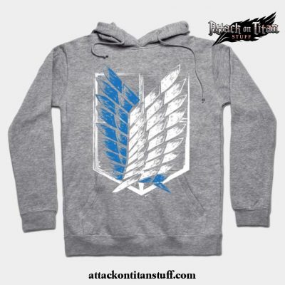 wings of freedom hoodie gray s 482 - Attack On Titan Merch