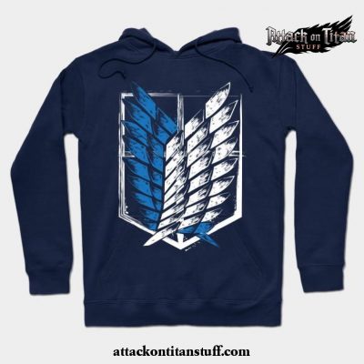 wings of freedom hoodie navy blue s 602 - Attack On Titan Merch