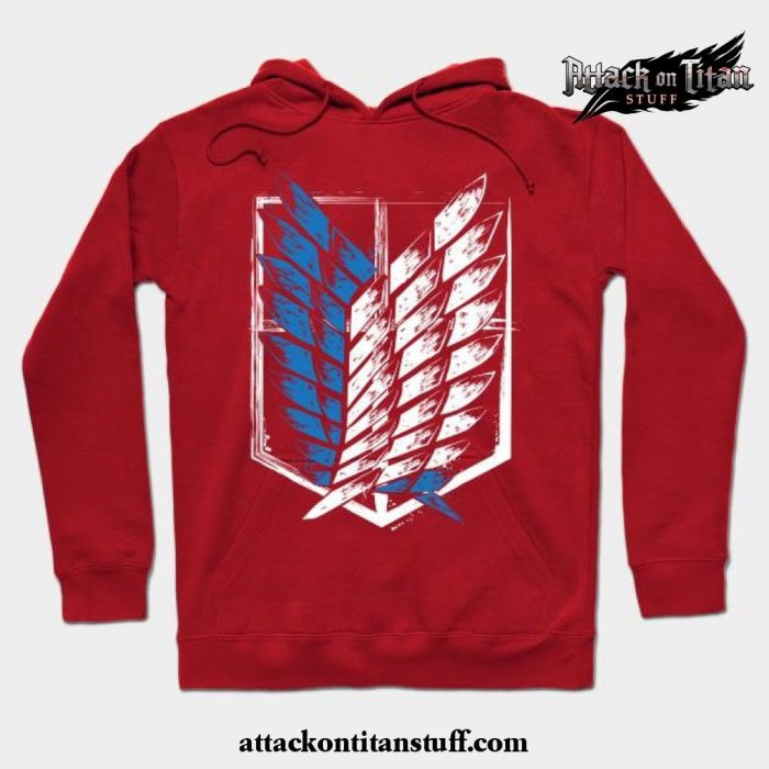 wings of freedom hoodie red s 426 - Attack On Titan Merch