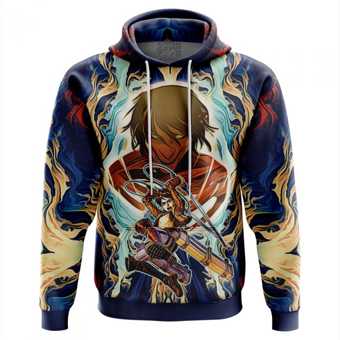 Trippy Eren Yeager Attack on Titan AOP Hoodie 3D FRONT Mockup - Attack On Titan Merch