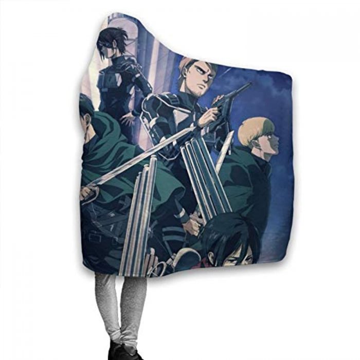 anime attack on titan hooded blanket fleece flannel soft warm blanket 2 - Attack On Titan Merch