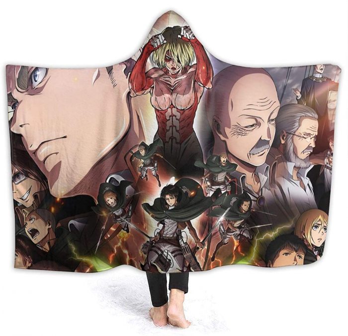 anime attack on titan hooded blanket fleece flannel warm throw blanket 1 - Attack On Titan Merch