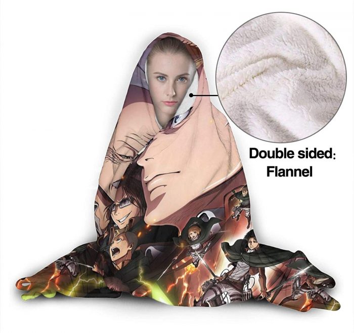 anime attack on titan hooded blanket fleece flannel warm throw blanket 3 - Attack On Titan Merch