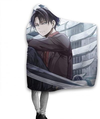 attack on titan hooded blanket anime levi ackerman sword flannel blanket 2 - Attack On Titan Merch