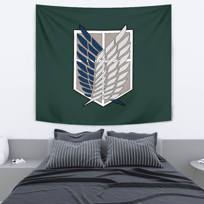 Scouting Regiment Attack on Titan Tapestry Horizontal BED Mockup - Attack On Titan Merch