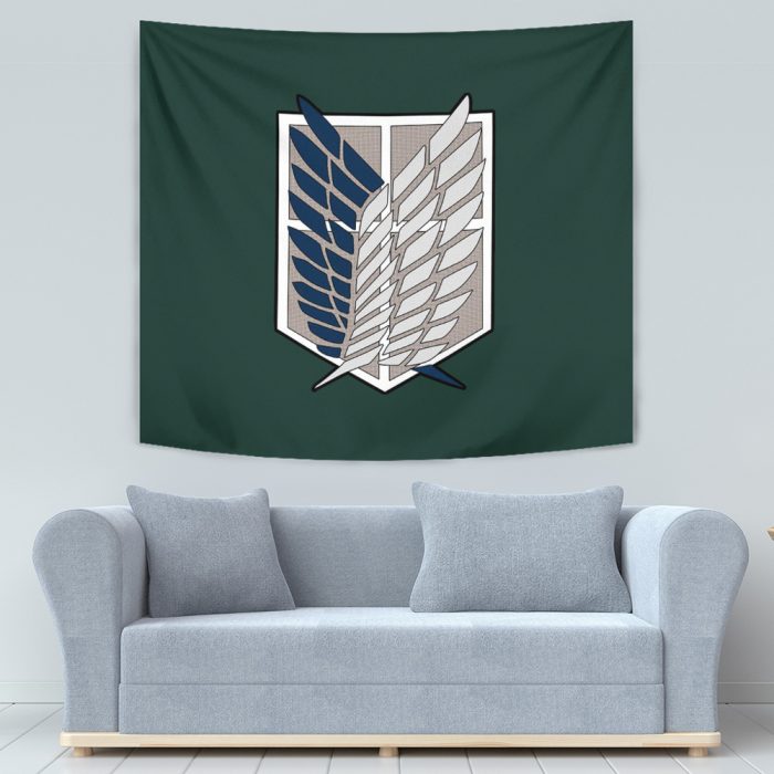 Scouting Regiment Attack on Titan Tapestry Horizontal SMALL COUCH Mockup - Attack On Titan Merch