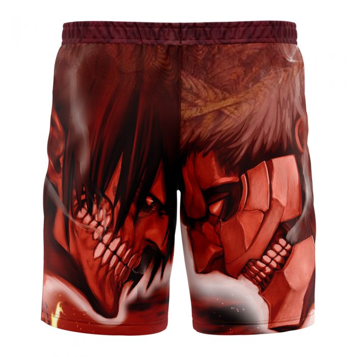 Burning Attack on Titan Hawaiian Shorts BACK Mockup 1 - Attack On Titan Merch