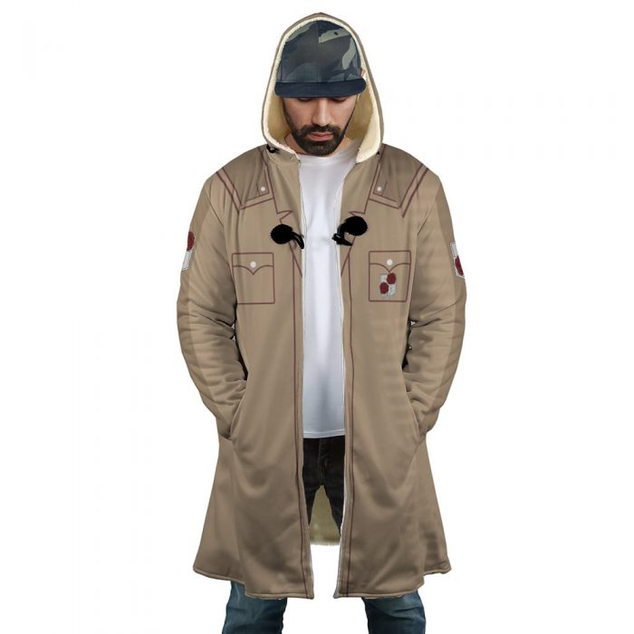 The Garrison Attack on Titan Hooded Cloak Coat FRONT Mockup - Attack On Titan Merch