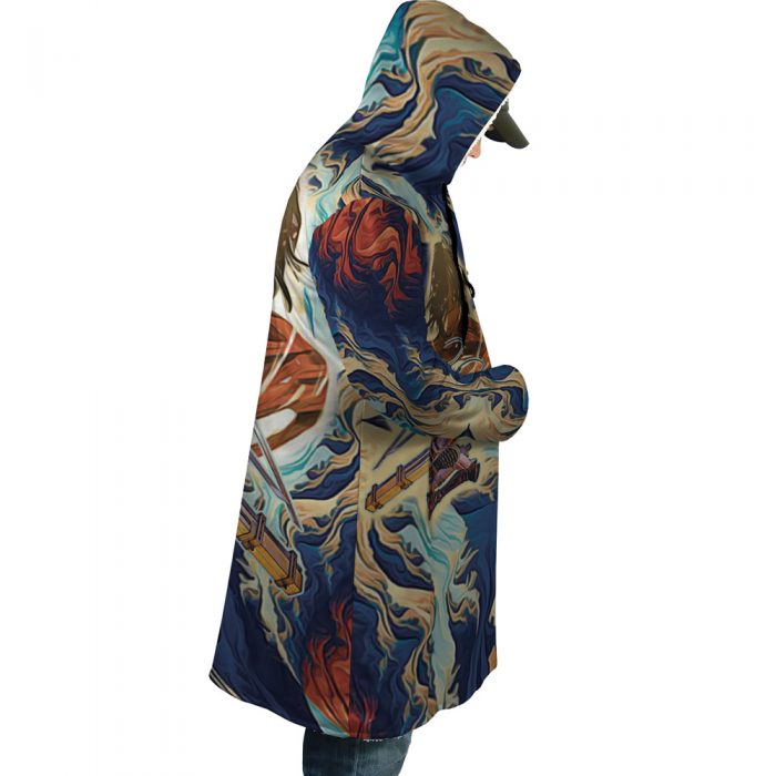 Trippy Eren Yeager Attack on Titan AOP Hooded Cloak Coat RIGHT Mockup - Attack On Titan Merch