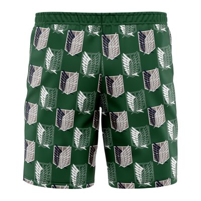 survey corps Hawaiian Swim Trunks Board Shorts back - Attack On Titan Merch