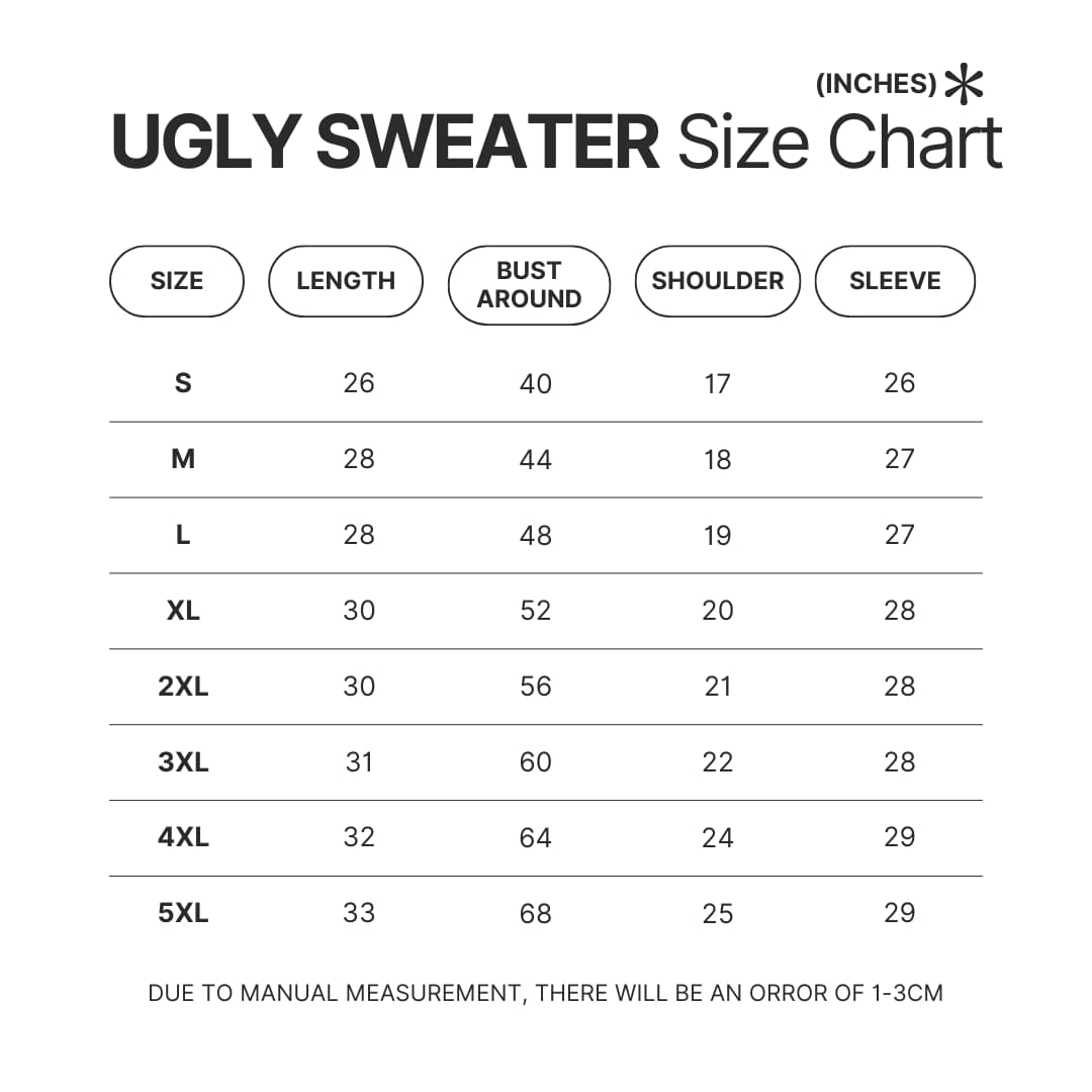 Ugly Sweater Size Chart - Attack On Titan Merch